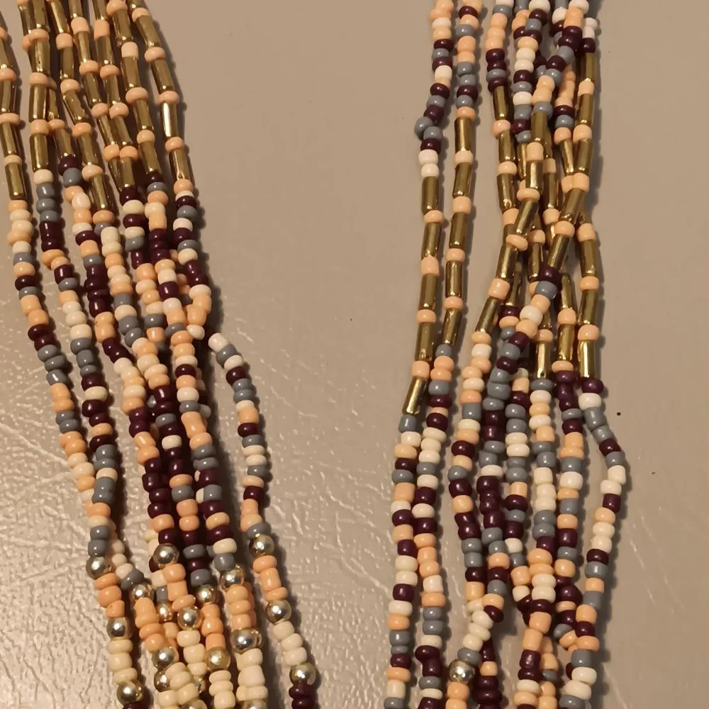 Bogot multicolor seed bead matching jewelry set tassel necklace & earrings - NWT